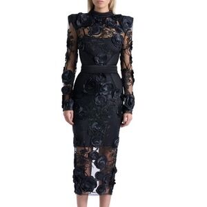 Zhivago Black Sheer Floral Dress